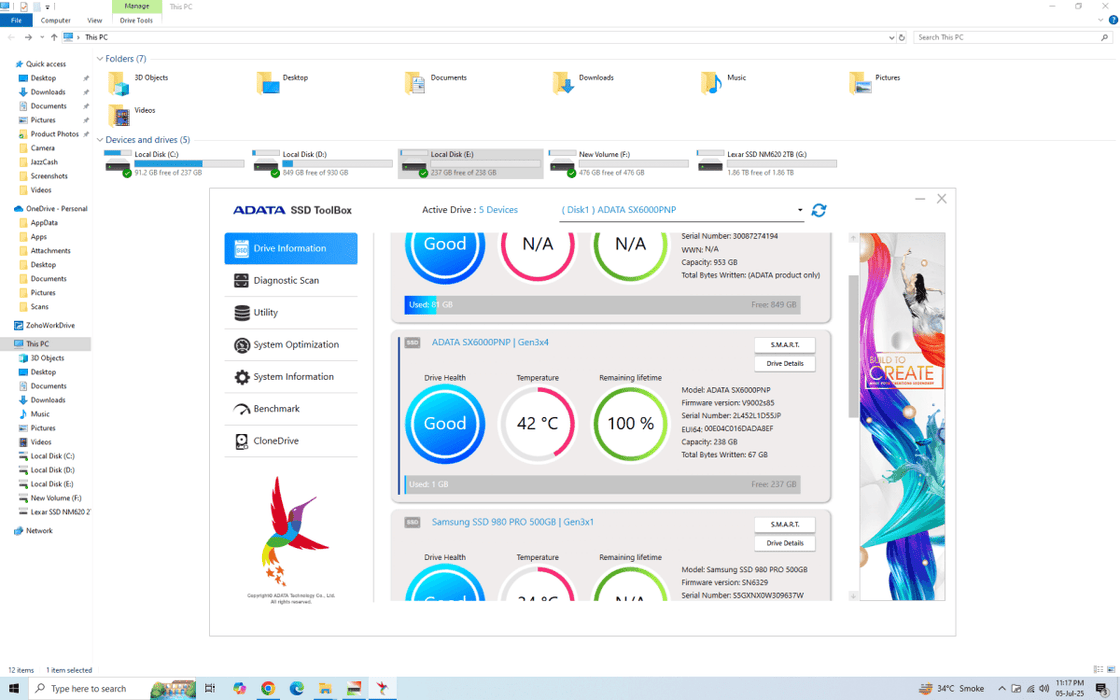 ADATA XPG SX6000 Pro 256GB NVMe PCIE SSD - Used - Paksell.pk
