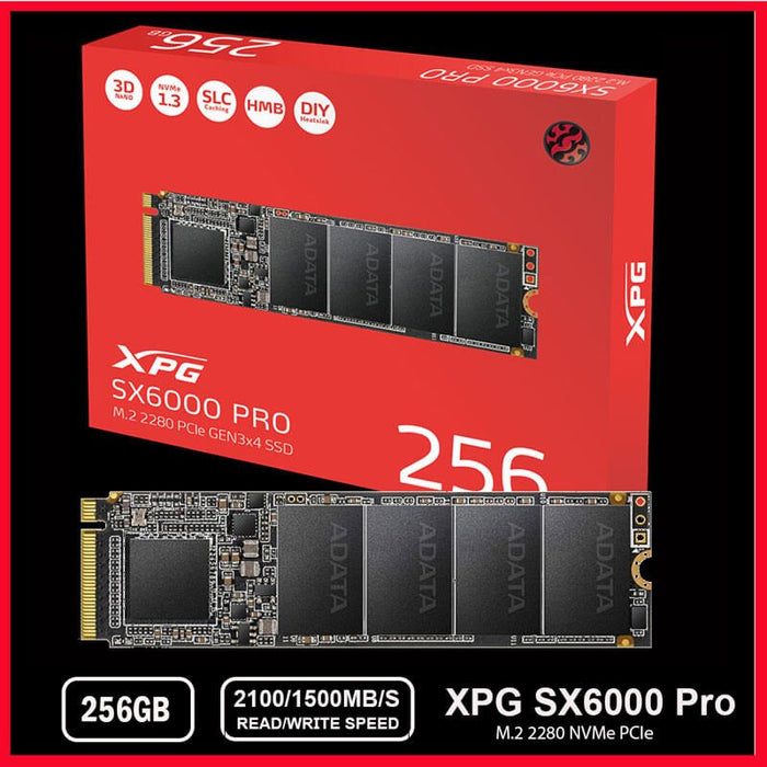 XPG SX6000 Pro 256GB NVMe PCIE SSD M.2 2280 Gaming SSD - Paksell.pk