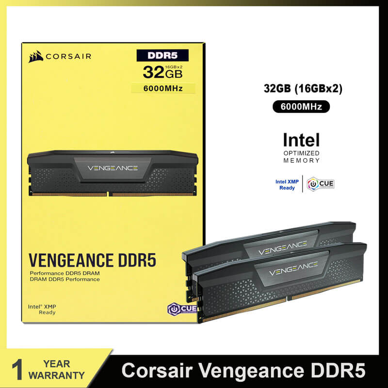 Corsair Vengeance DDR5 RAM 32GB (2x16GB) 6000MHz CL36 – Black - Paksell.pk