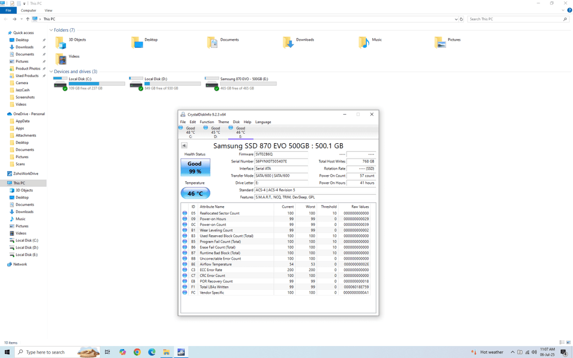 Samsung 870 EVO SSD 500GB - Used - Paksell.pk