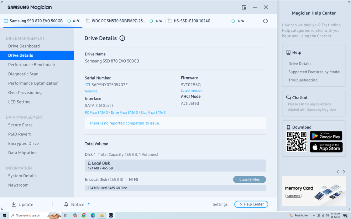 Samsung 870 EVO SSD 500GB - Used - Paksell.pk