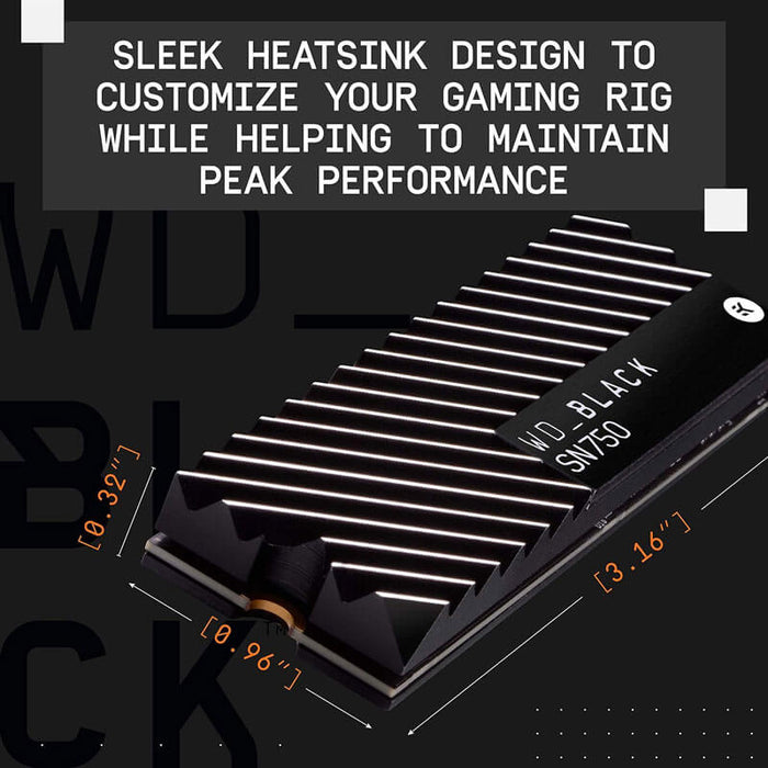 Heatsink Black Sn750 Nvme Ssd WD Black SN750 1TB 2280 NVMe W/o