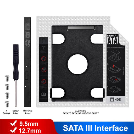 Aluminum 2nd HDD SSD Laptop Caddy 9.5mm/12.7mm