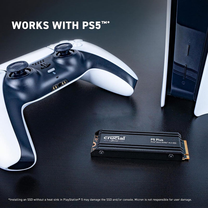 Crucial P5 Plus 1TB NVMe SSD with Heatsink for PC PS5 - Paksell.pk