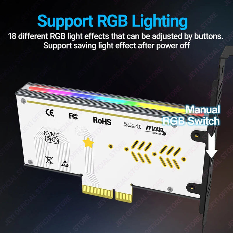 Jeyi VolleyStar PCIe To NVMe SSD Adapter With RGB Heatsink - Paksell.pk