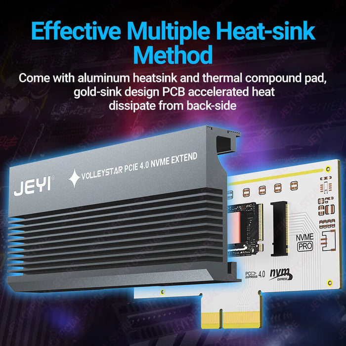 Jeyi VolleyStar PCIe To NVMe SSD Adapter With RGB Heatsink - Paksell.pk