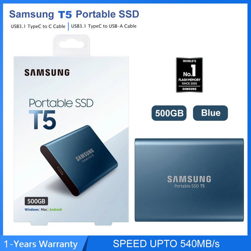 Samsung T5 Portable SSD 500GB USB3.1 Type-C External SSD